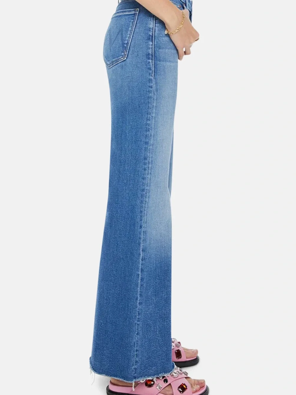 MOTHER Denim Wide-Leg Flare Jeans in Blue Fade